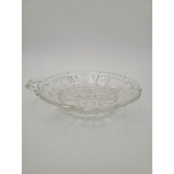 Vintage Indiana Killarney Crystal Clear Glass Divided Dish With Handle 8 Inch - Picture 9 of 9